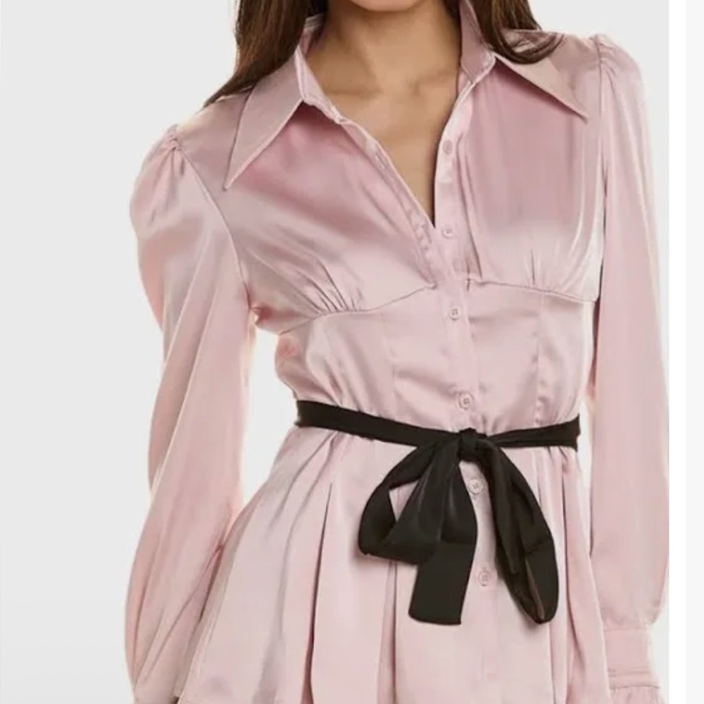 Beulah White Satin Blouse with Black Bow